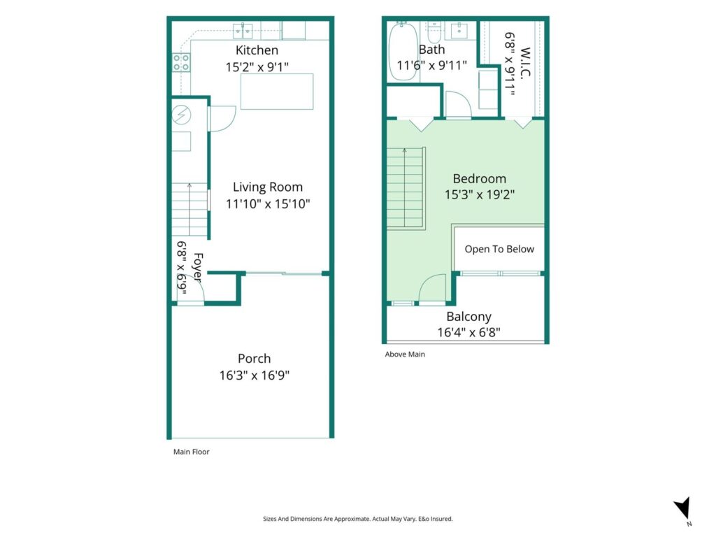 Floor plan of 915 34909 Old Yale Road, main floor and loft, 902 sq ft