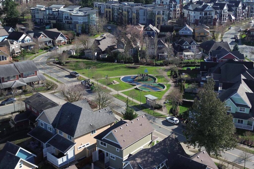 Garrison Crossing homes and streets from above