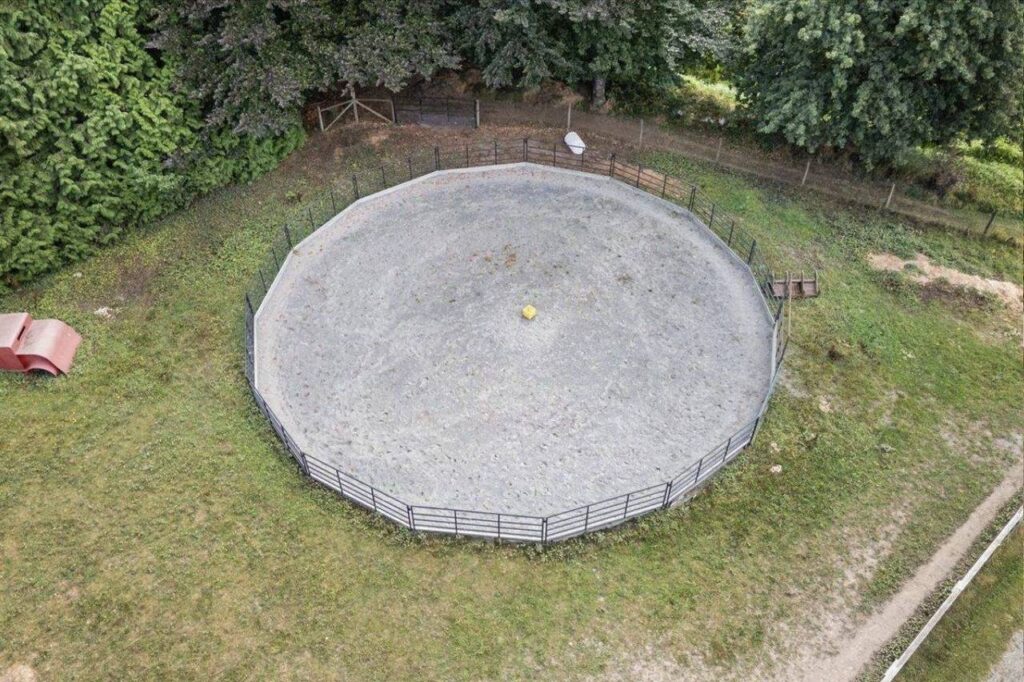 Round riding ring from above at 42420 Adams Road