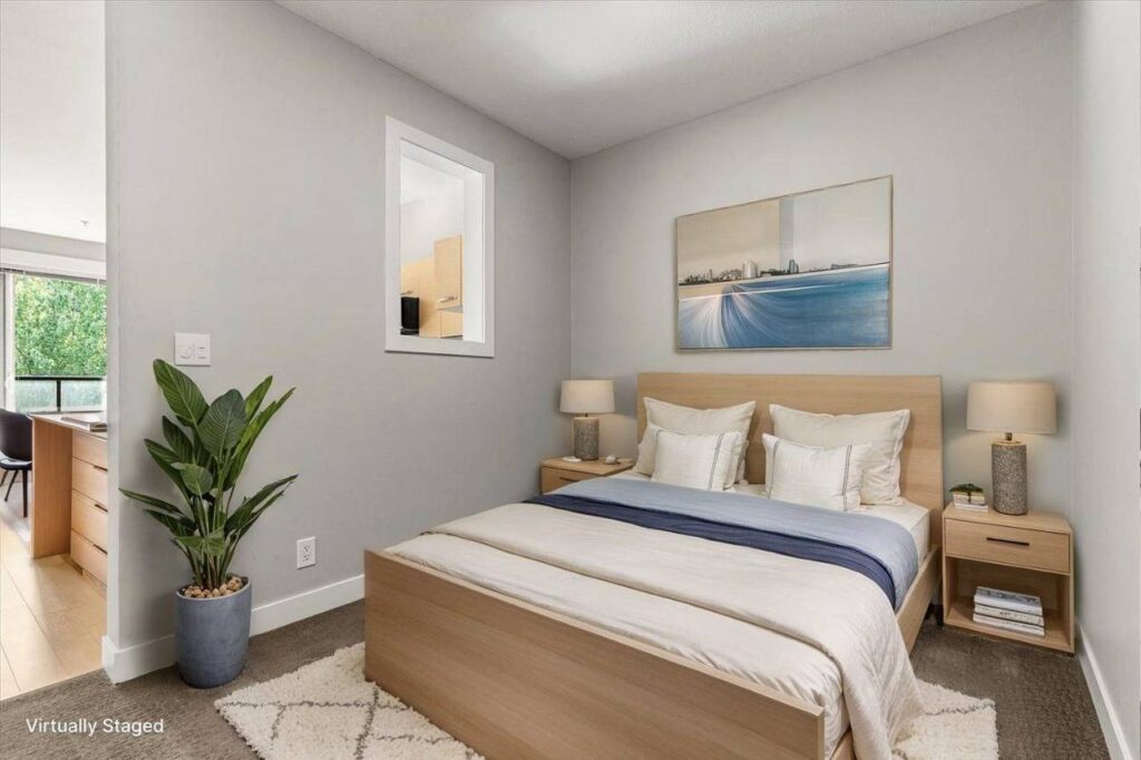 Bedroom area, virtually staged, at 310 33539 Holland Avenue