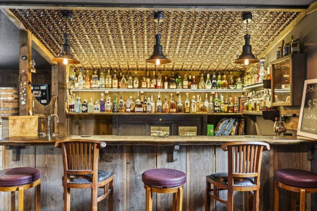 Cowboy bar above the shop on a Ryder Lake acreage
