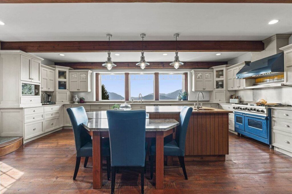 Kitchen with valley views in a Ryder Lake acreage home
