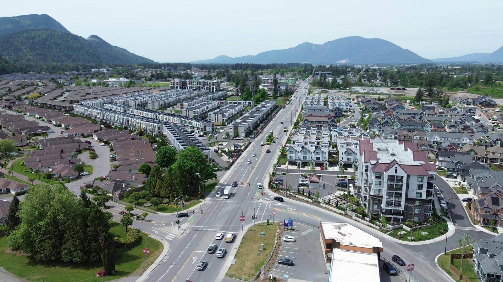 Vedder Road and the condos and townhomes of Vedder Crossing